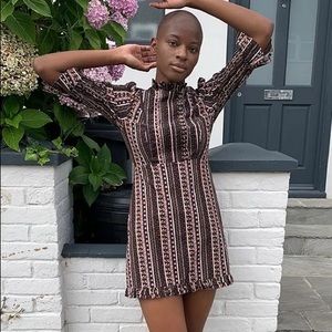 UO Maisie Floral Striped Babydoll Mini Dress